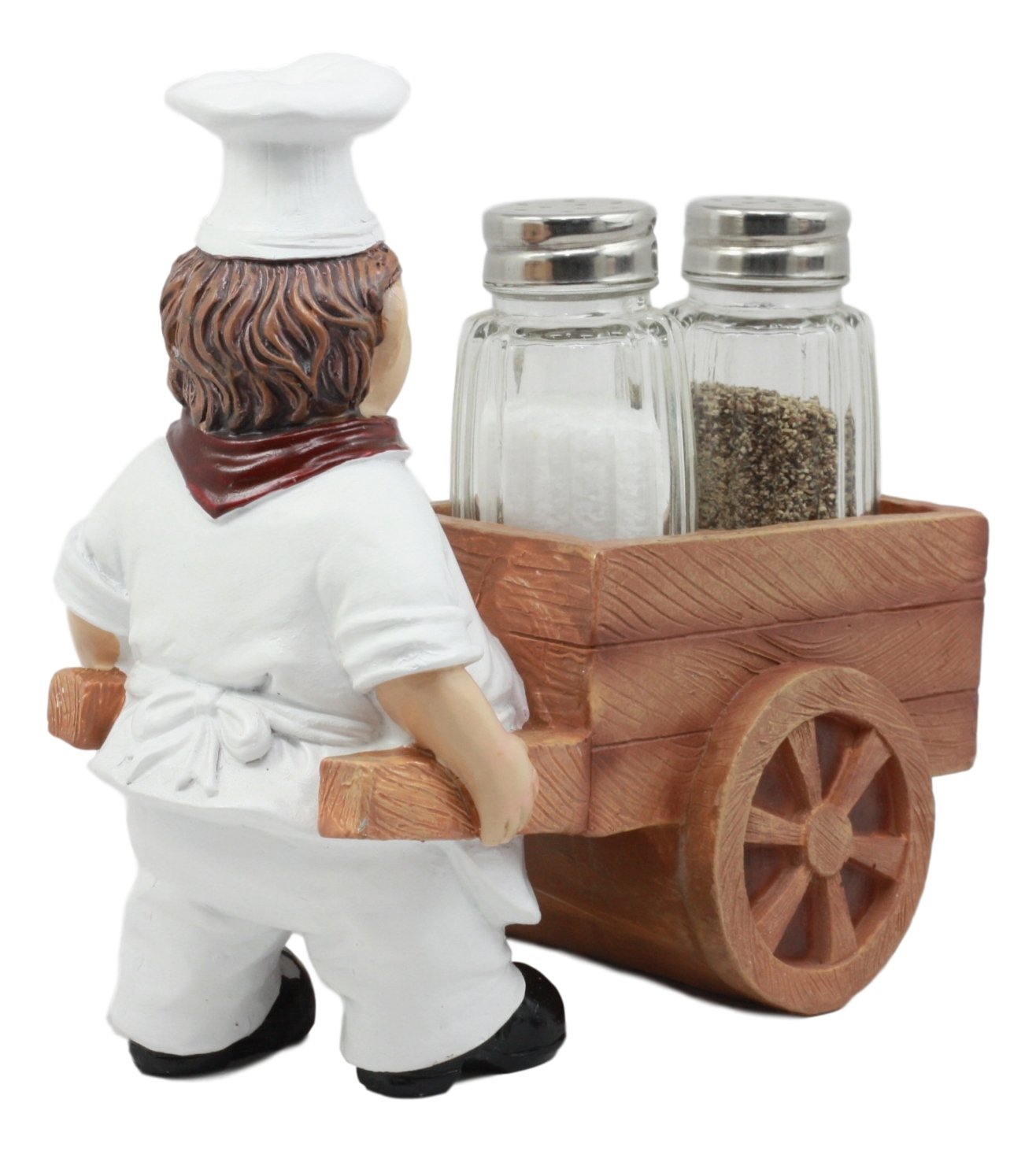 Ebros Spice A La Carte Delivery Master Iron Chef Pushing Wheelbarrow Cart Salt And Pepper Shakers Holder Figurine Statue 6.5"Long