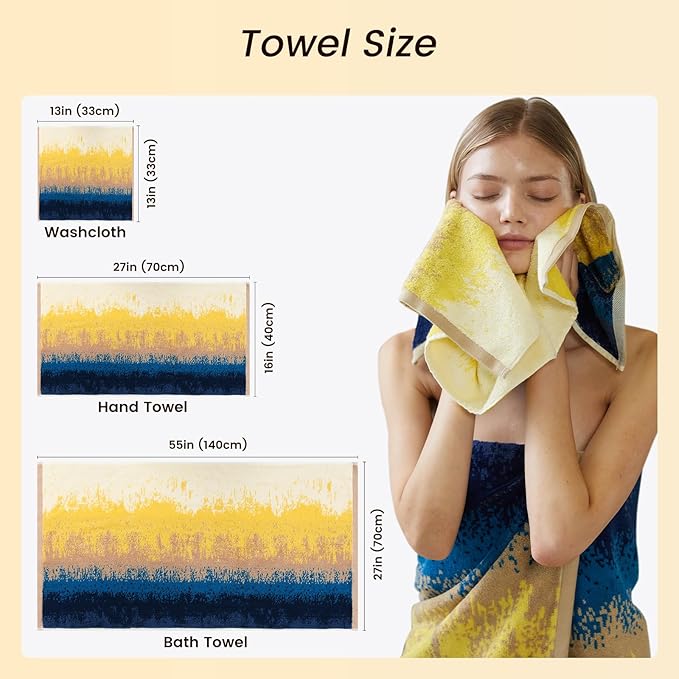SEMAXE 18-Pack Bath Towel Set Include 6 Bath Towels, 6 Hand Towels, 6 Wash