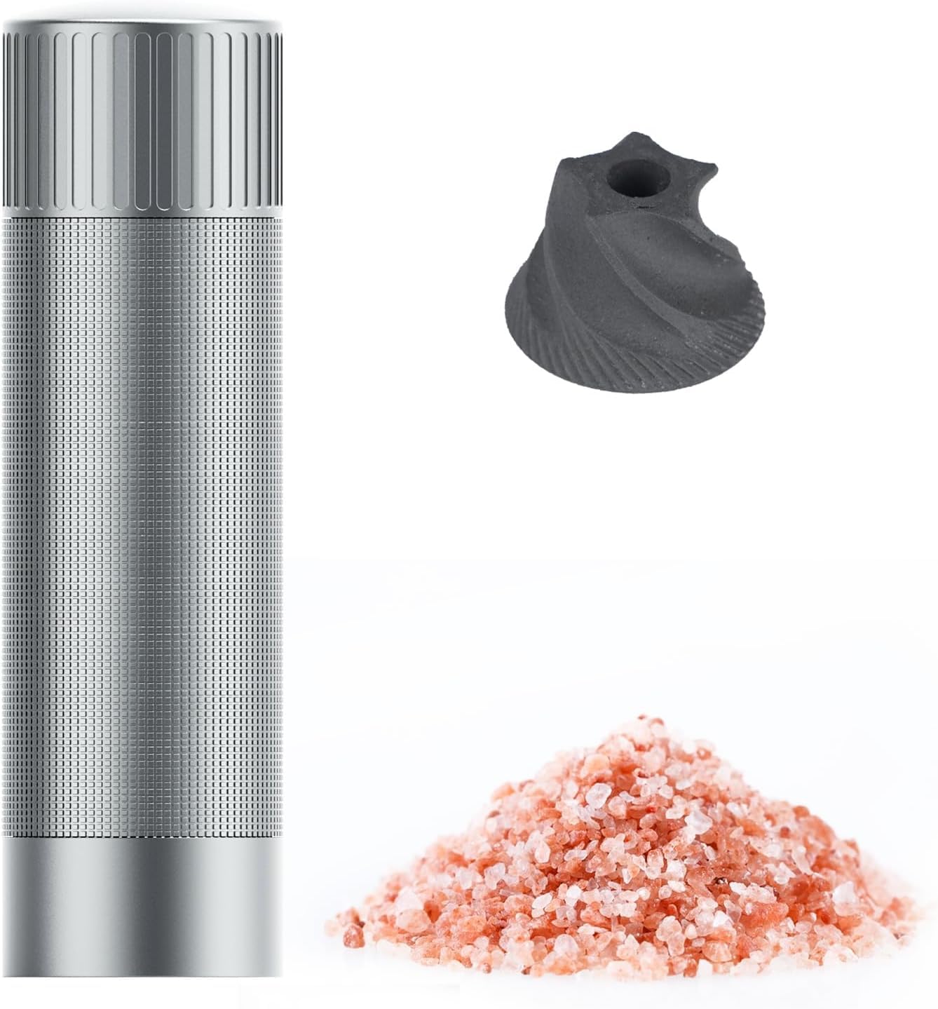 WhiteRhino Professional Salt Grinder Mill or Pepper Grinder,Heavy Duty High Output Aluminum Pepper Salt Refillable,Pepper Spice Grinder with Ceramic Burrs and 12 Adjustable Coarseness Settings
