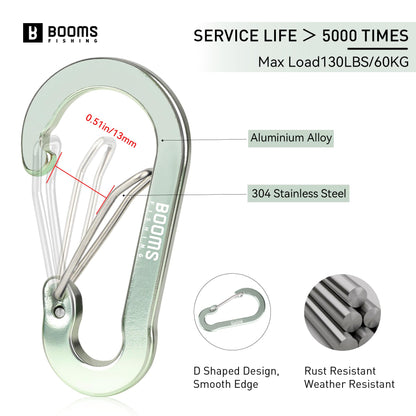 Booms Fishing CC5 Multi-Use Carabiner Clips, 10 Pack 2.3" Small Caribeener Clips, Mini Keychain Caribeaner Clip, Aluminum D Ring Carabiners, Multi-Color #3