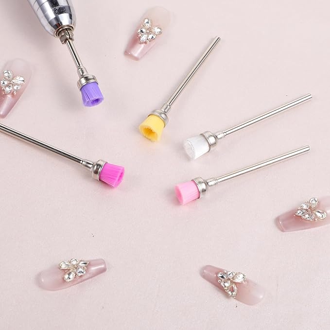 5 Pcs Nail Bit Brush Cuticle Clean up Drill Bit Brush Nail Drill Bits, Nails
