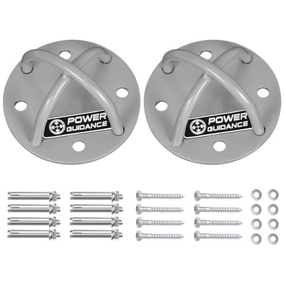POWER GUIDANCE Wall and Ceiling Mount Bracket for Suspension Straps, Gymnastic Rings, Yoga Swings & Hammock Resistance Band Battle Rope (Sliver, Set of 2)