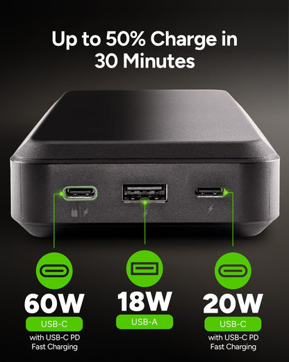 Mophie powerstation prime20 - Ultra-Compact Portable Power Bank with 20,000mAh Internal Battery, 18W USB-C PD Fast Charging, 3-Device Simultaneous Charging, Eco-Friendly Design