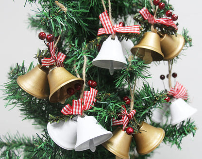 Tinsow 6 Pcs Red Christmas Bells, Tree Hanging Ornament Metal Jingle Bells for Christmas Holiday Decoration (6, White)