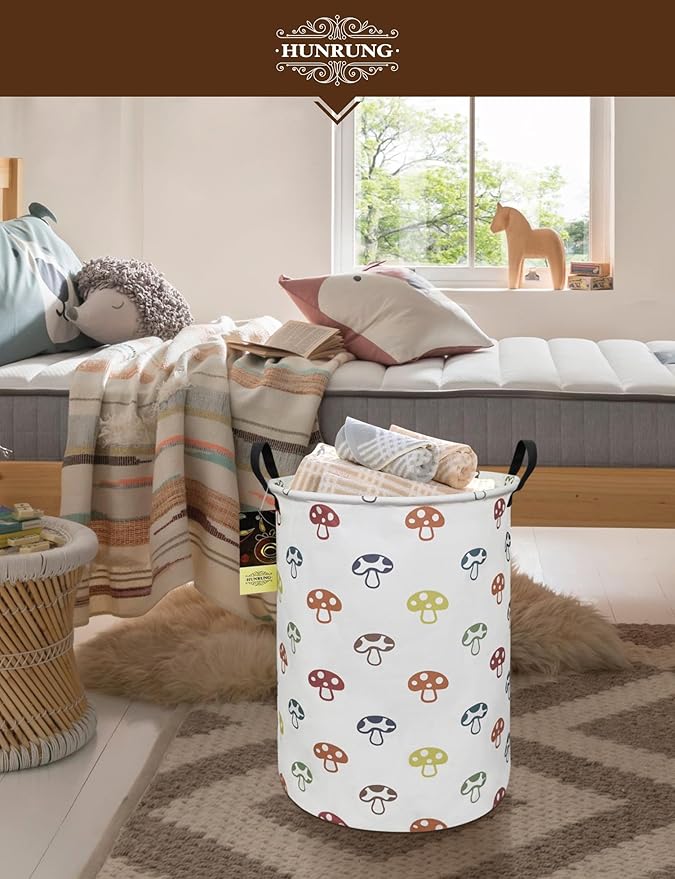 HUNRUNG Laundry Hamper, Large Canvas Fabric Lightweight Storage Basket Toy
