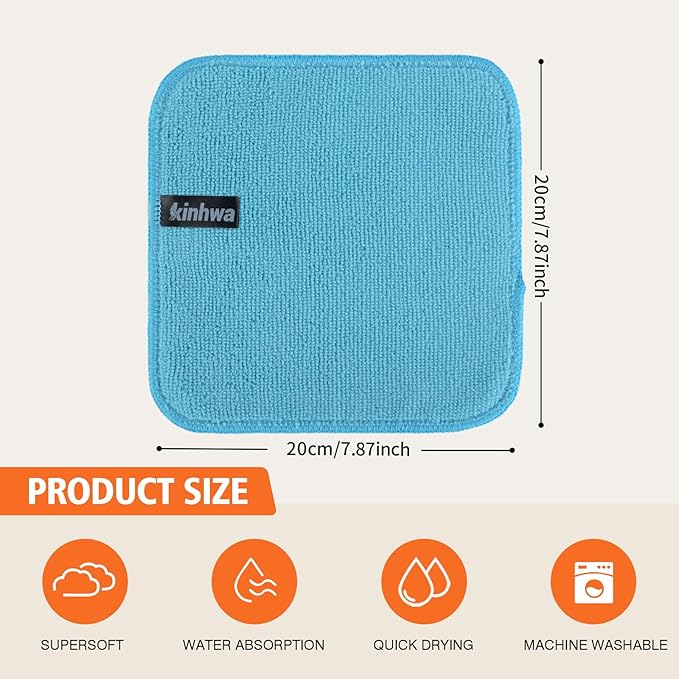 KinHwa Kitchen Washcloths for Dishes Absorbent Microfiber Dish Cloths Quick Dry
