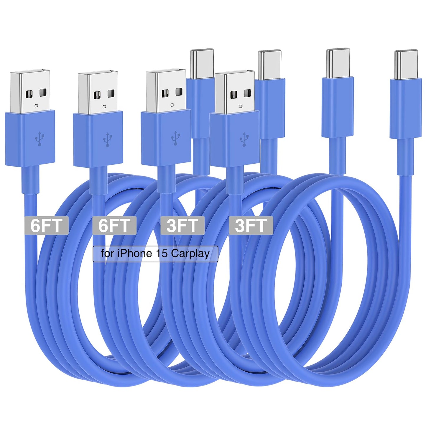 Car Carplay Cable for iPhone 17 16 15 Charger Cord,3/3/6/6FT USB A to USB C Cable for iPhone 17 Pro Max/16 Pro/15 Plus Charger,USB C Car Charger for Apple 17 Air/16 Pro Max/16e/15/iPad Pro