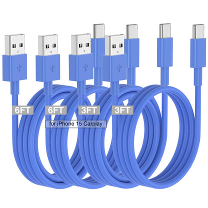 Car Carplay Cable for iPhone 17 16 15 Charger Cord,3/3/6/6FT USB A to USB C Cable for iPhone 17 Pro Max/16 Pro/15 Plus Charger,USB C Car Charger for Apple 17 Air/16 Pro Max/16e/15/iPad Pro