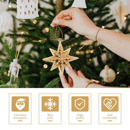 Gold Star Pendant Christmas Ornaments Set Mini Hanging Decorations for Christmas Tree Holiday Party Home 3.38 Inch Lightweight Plastic Star Decor