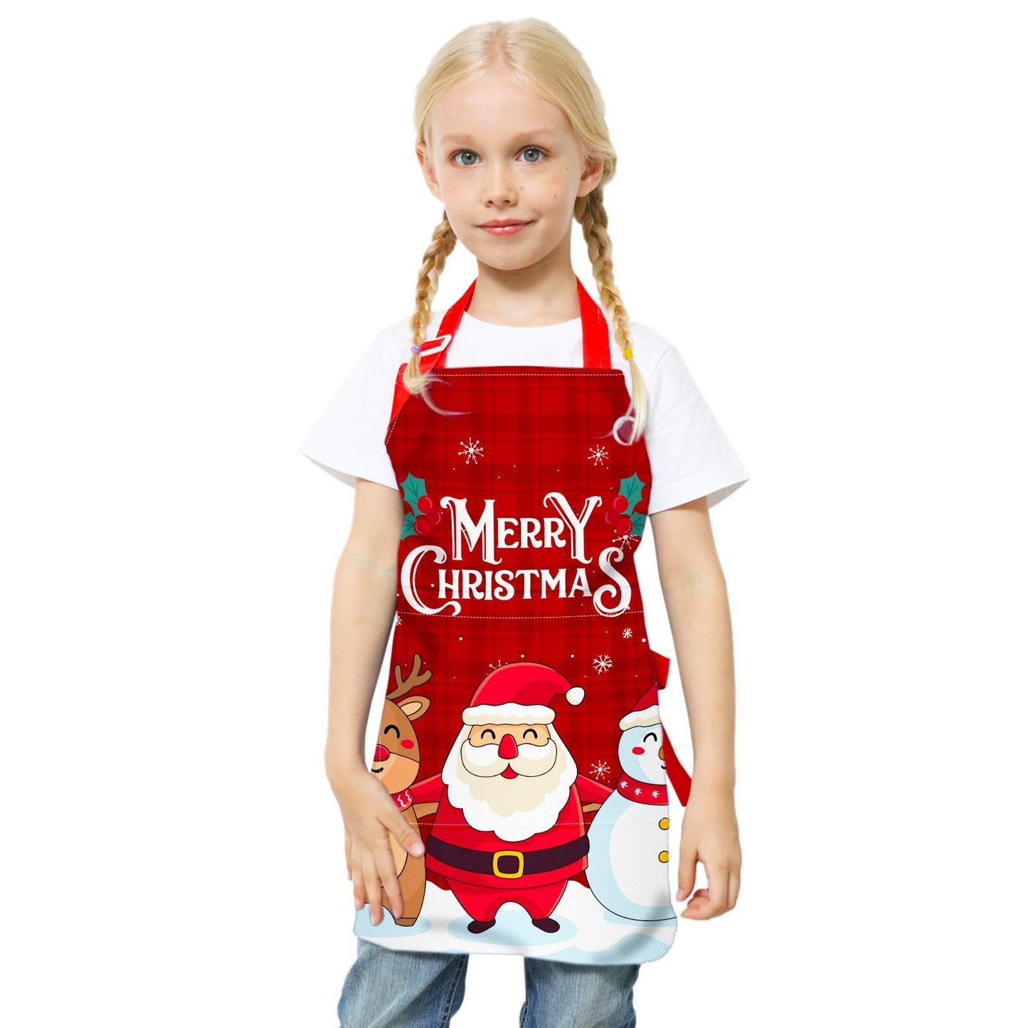 Nidoul Kid Girls Boys Apron, Adjustable Kitchen Cooking Chef Apron with Pocket for Cooking Baking Art Painting Gardening