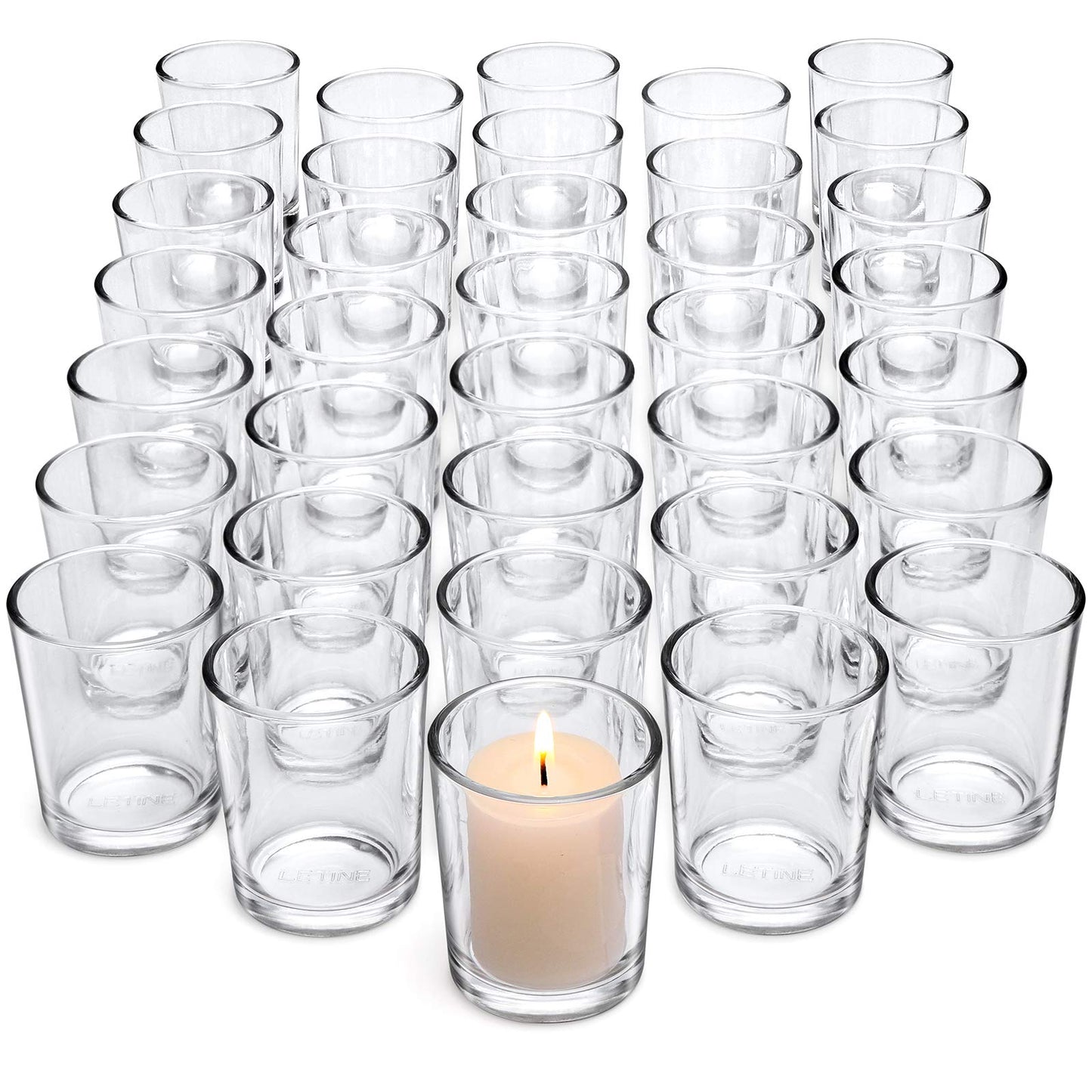 LETINE 72-Pack Votive Candle Holders Designed for Wedding Decor - Glass Candle Holder & Tea Lights Candle Holder - Candle Holders for Christmas, Summer Wedding Centerpiece Table, Party Dinner Decor