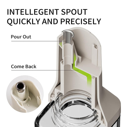 stackbear Olive Oil Dispenser for Cooking - 16oz Leakproof Glass Oil Dispenser Bottle with Gravity Spout, Air Fryer, BBQ, Healthy Salad & Non-Stick Pans, BPA-Free, Easy to Refill and Use, Light Grey