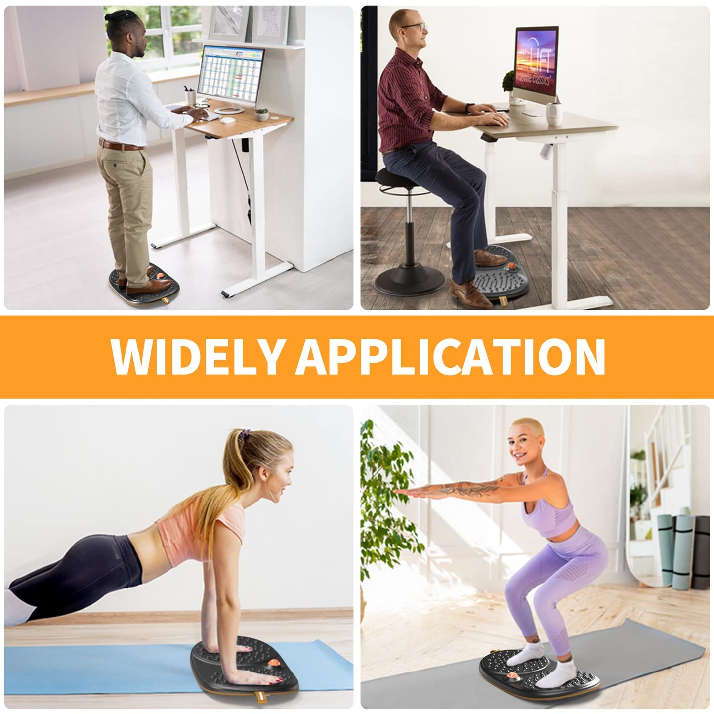 Trobing Standing Desk Mat Balance Board with Rollerball, Wooden Wobble Anti Fatigue Mat Balance Board for Standing Desk, Home Office Non-Slip Comfort Floor Mat to Relieve Foot, Knee, and Back Pain