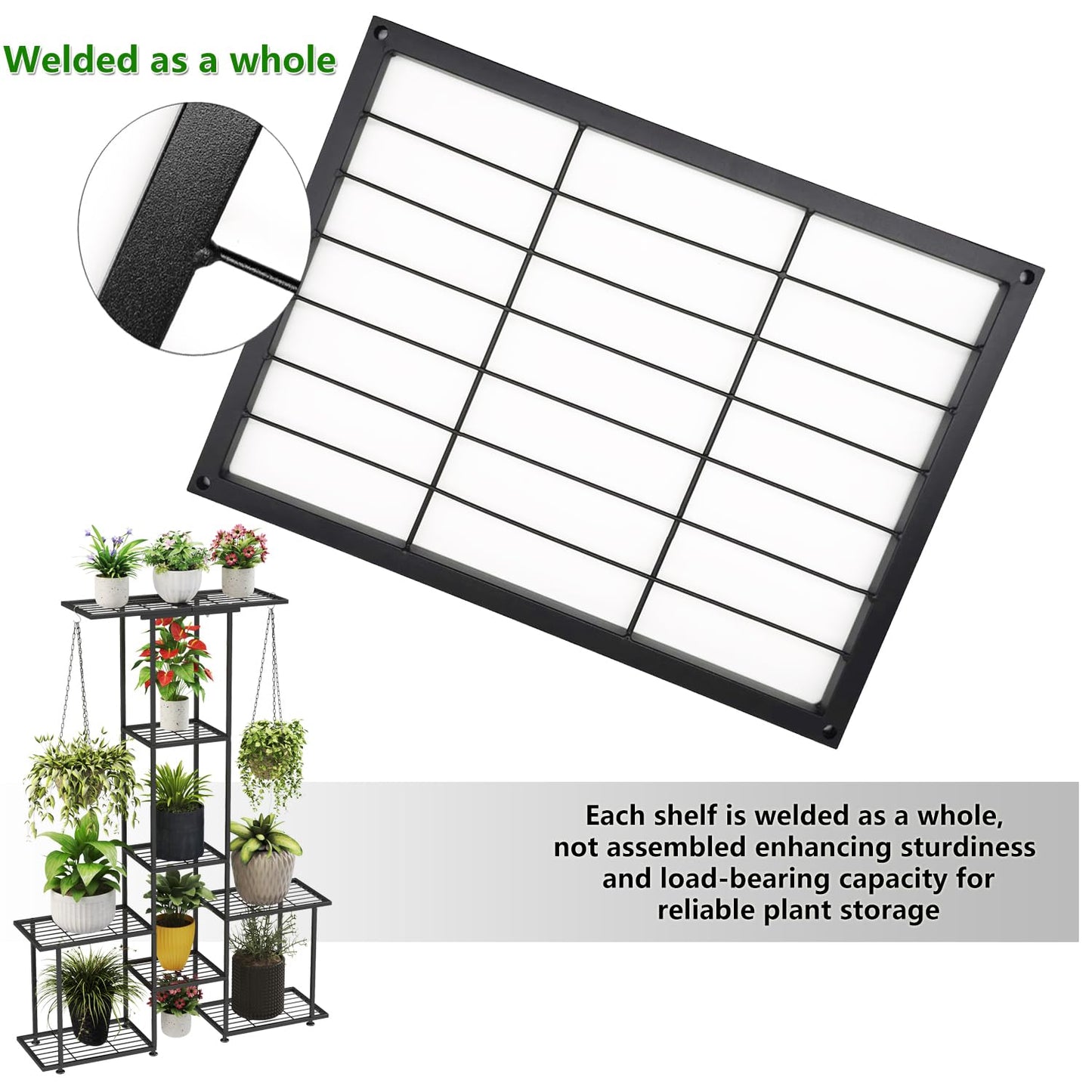YUJCHMTZN Plant Stand Indoor Outdoor, Metal 6 Tier Tall Hanging Plant Shelf for Multiple Flower Planter Large Heavy Duty Ladder Plant Holder for Garden, Black (y-201)