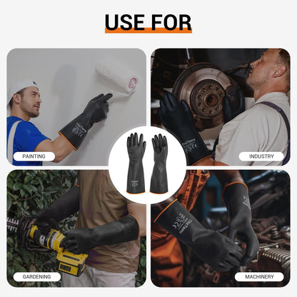 ThxToms Chemical Resistant Gloves,Reusable Heavy-Duty Rubber Gloves, Resist Strong Acid, Alkali and Oil, 22", 1 Pair