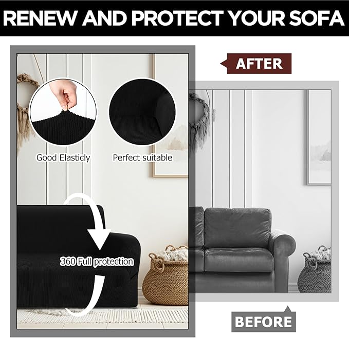 Peryiter 3 Pcs Couch and Loveseat Covers Set Sofa Cover