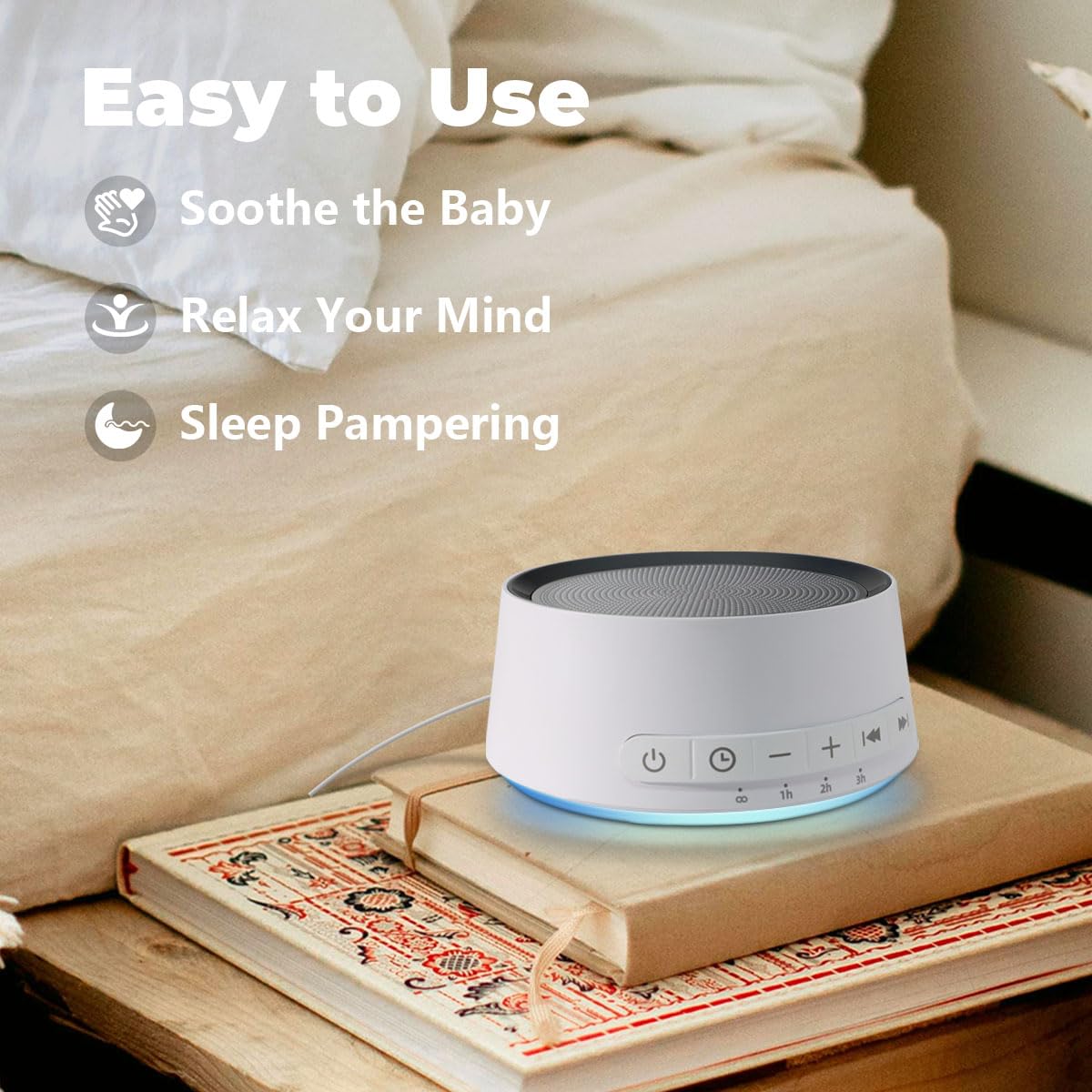 Sound Machine White Noise Machine with 30 Soothing Sounds 12 Colors Night Light Sleep Machine for Baby Kids Adults Brown Nosie Machine with 32 Volume Levels for Office Home Travel