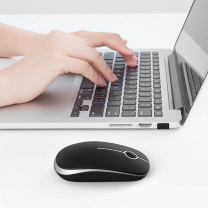 VssoPlor Wireless Mouse, 2.4G Slim Portable Computer Laptop Mouse with Nano Receiver Quiet Silent Optical Mice for Notebook, PC, Laptop, Computer-Black and Gold