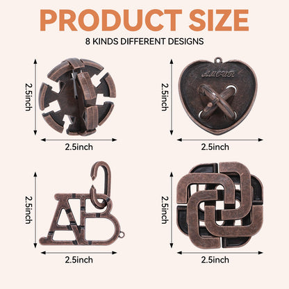 8 Pcs Brain Teaser Puzzles for Adults Teens - Metal Puzzles 3D Puzzle Game Toys for Adults Teens - Unlock Interlocking Puzzle Adult IQ Education Smart Toys