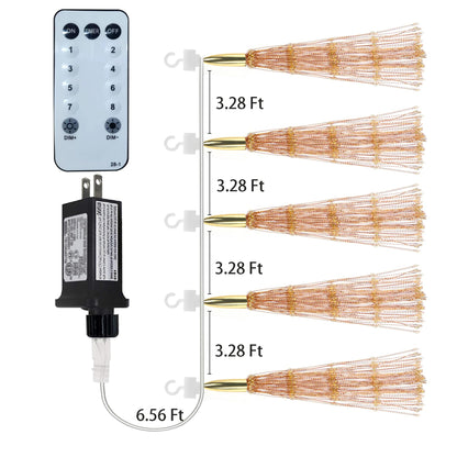 SHUKAN 5 Pcs 1000 LED Plug-in Starburst Sphere Lights, Firework Light 8 Modes Dimmable Remote Control Waterproof Hanging Fairy Light, Copper Wire Lights for Patio Party Tent Christmas (Warm White)