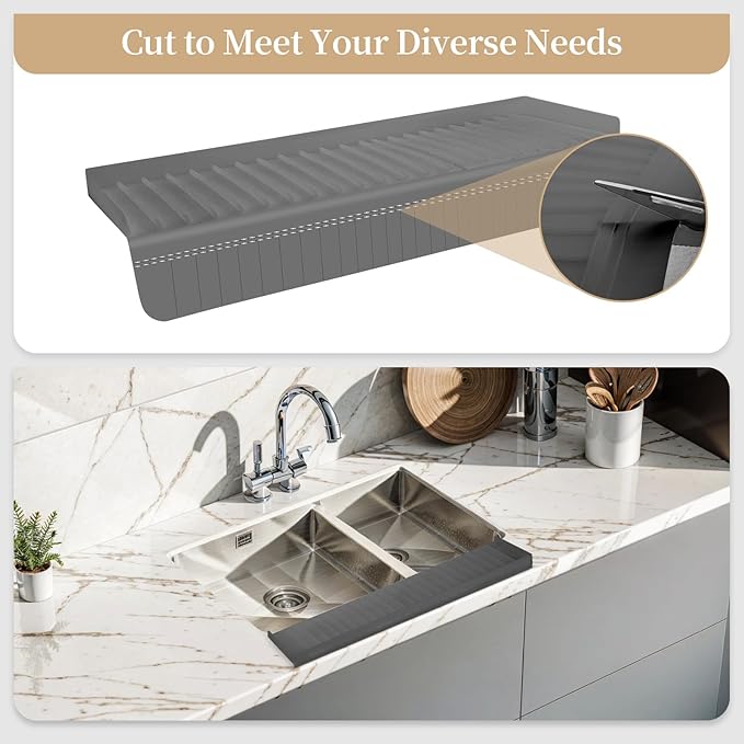 Sink Edge Protector with Suction Cup, Silicone Sink Splash Guard