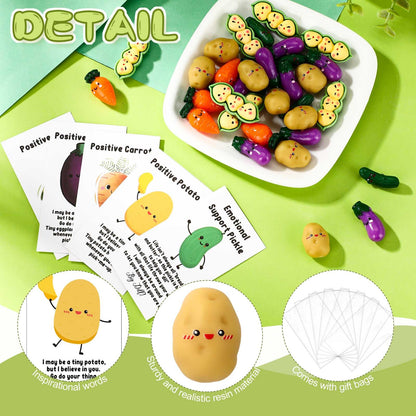 CroBlissful 100 Sets Administrative Professionals Week Gift Positive Inspirational Potatoes Pickle Resin Vegetables Employee Appreciation Gift for Assistant Secretary Graduation Teacher Nurse Team
