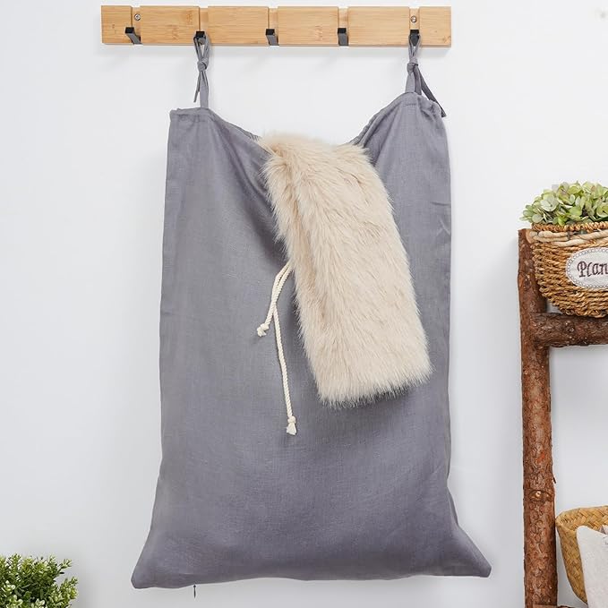 Linen Hanging Laundry Bag, Over The Door Laundry Hamper