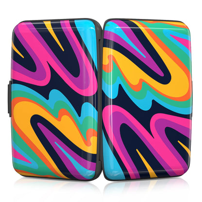 Rimilak Aluminuml Credit Card Holder, Mini Credit Card Wallet RFID Blocking Slim Metal Hard Case for Women Men, Flowing Color