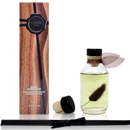 LOVSPA Reed Diffuser Set, Smoked Vanilla Scented Oil Diffuser with Sticks, Home Fragrance Accessories for Bathroom Shelf Decor, Aroma Diffusers for Home or Office Fall Decor, USA Made