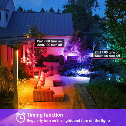 Jayool LED Floodlight Outdoor 50W 5000LM, Flood Lights Colour Changing, 120 RGB Colours- Warm White-Timing-Remote Control - 5 Modes, IP66 Waterproof, UK 3-Plug (1 Pack)