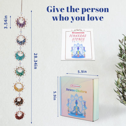 7 Chakra Healing Crystals Hanging Ornament，Handmade Sun Chakra Stones Natrual Gemstones Wall Hanging Ornaments for Home Decor Yoga Meditation (7 Chakra Sun)