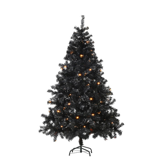 6Ft Artificial Christmas Tree with Metal Stand for Holiday Festival Parties Home Office Decor, 8 Modes 200 LED Warm White Lights Included