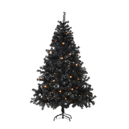 6Ft Artificial Christmas Tree with Metal Stand for Holiday Festival Parties Home Office Decor, 8 Modes 200 LED Warm White Lights Included