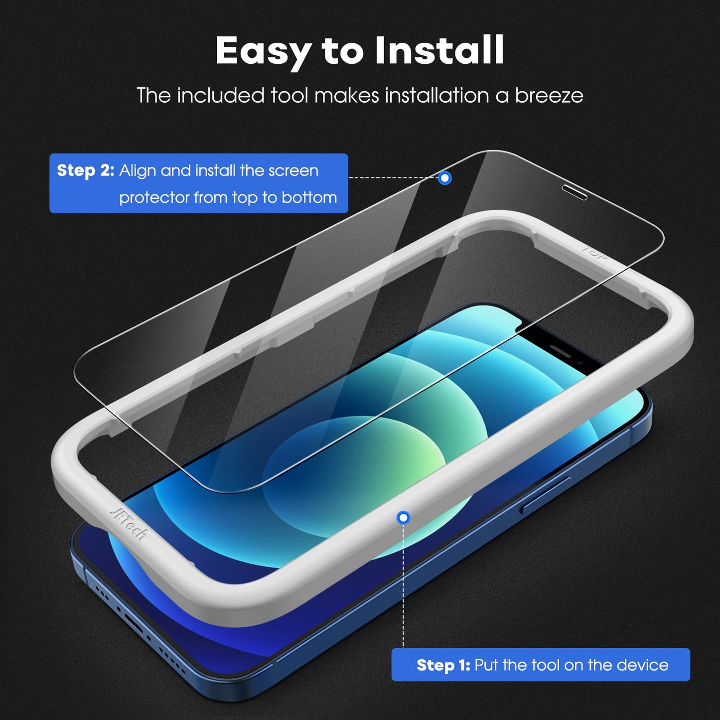 JETech Full Coverage Screen Protector for iPhone 16e 2025, iPhone 13/13 Pro 6.1-Inch, Tempered Glass Film with Easy Installation Tool, Case-Friendly, HD Clear, 3-Pack