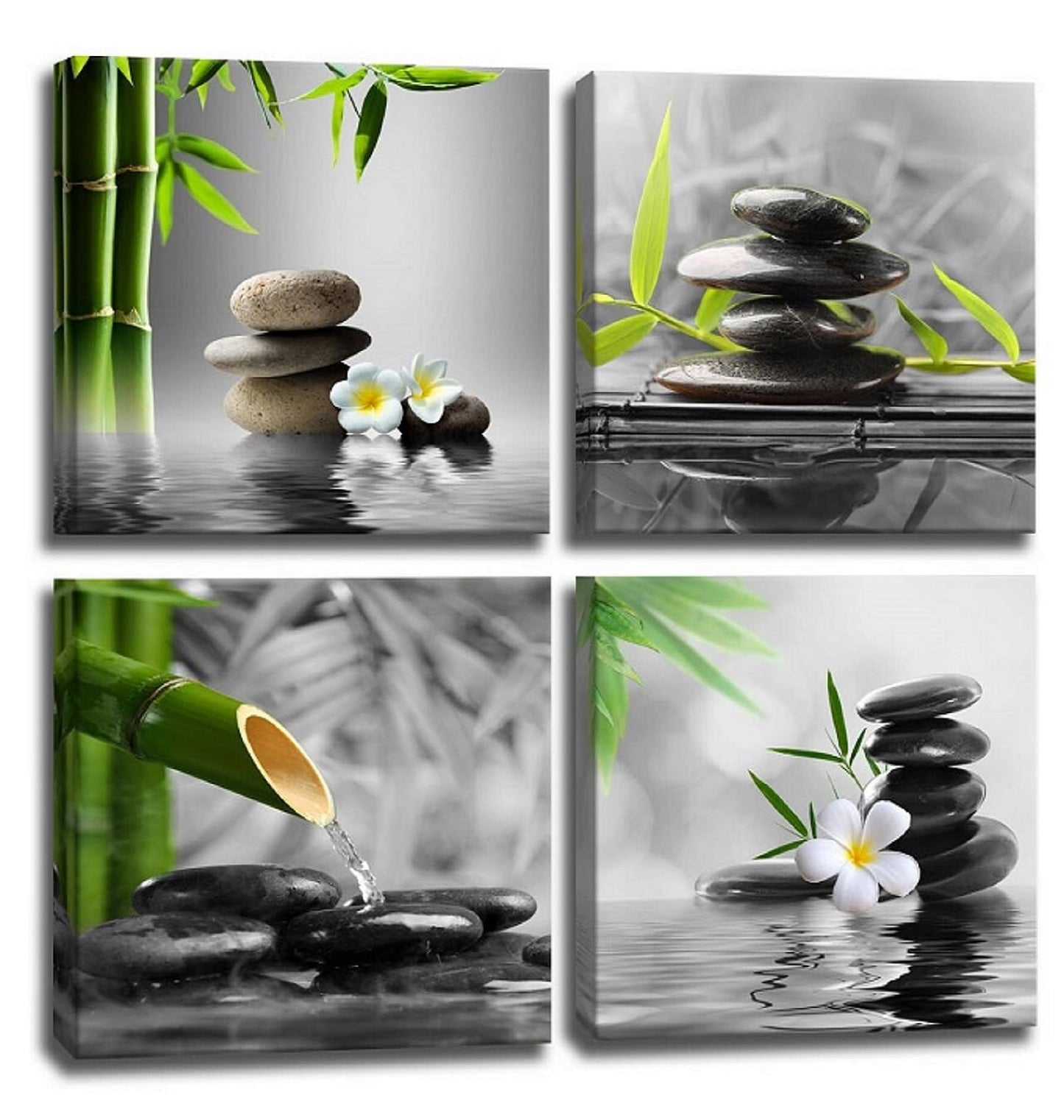 Yxbhhym Bathroom Wall Art Black and White Wall Decor Zen Artwork Buddha Green Canvas Prints Posters Spa Picture for Bedroom Living Room Decor Paintings Modern Office Decorations
