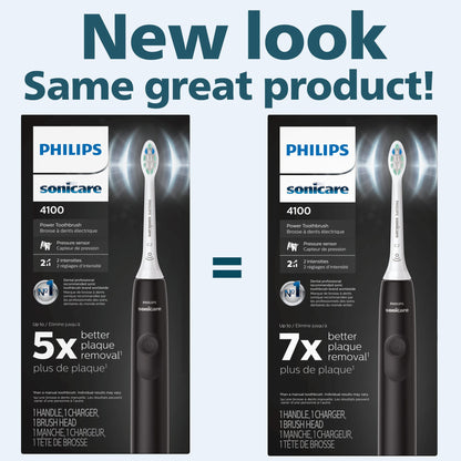 Philips Sonicare 4100 Rechargeable Electric Toothbrush, with Pressure Sensor, 2 Intensity Settings, SmarTimer and QuadPacer, 14-Day Battery Life, Deep Pink, Model HX3681/26