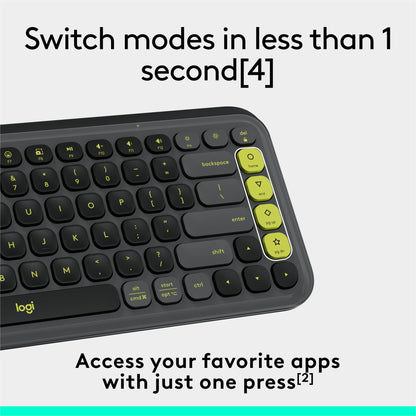 Logitech POP ICON Keys Wireless Bluetooth Keyboard, Comfortable Typing, Programmable Keys, Easy-Switch Between up to 3 Devices, for Laptop, Tablet, PC – Rose and Off-White