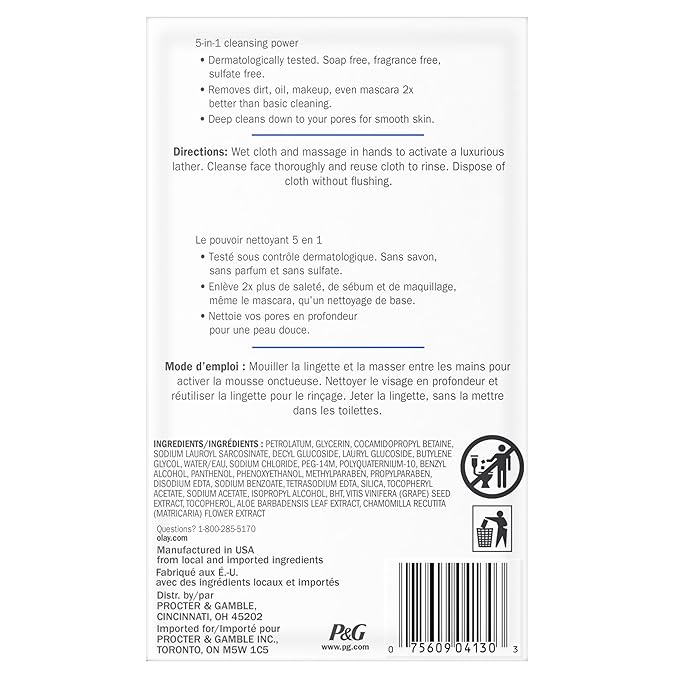 Olay Makeup Remover Wipes, Daily Facials Deep Clean Face Cleanser