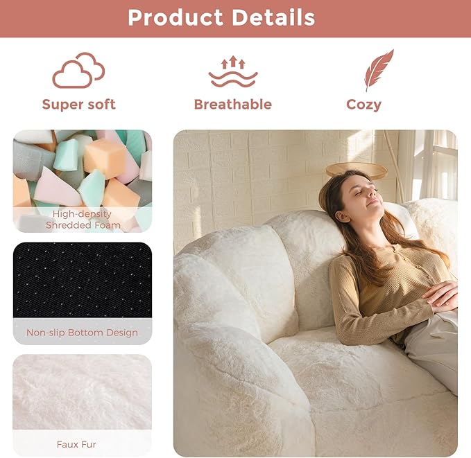 MAXYOYO Bean Bag Chair for Adults, Loveseat Floral Shaped Bean Bag Sofa