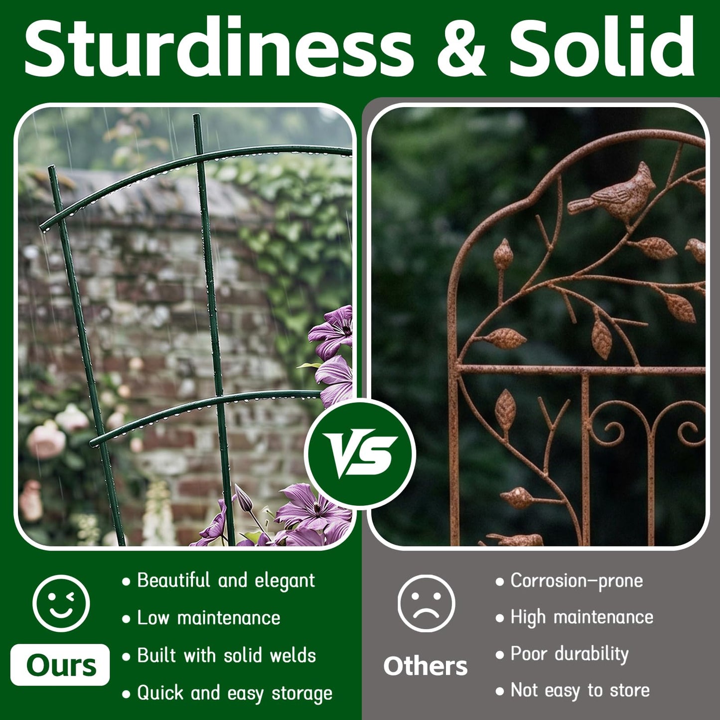 Thealyn 4 Pack 24" Metal Plant Trellis for Pots & Garden Beds, Rustproof Support for Indoor Outdoor Climbing Plants, Vines, Flowers, Fan Shaped, Green