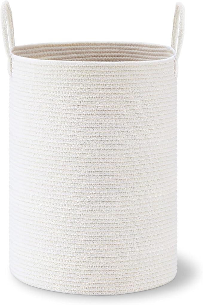 VIPOSCO Large Laundry Hamper, Tall Woven Rope Storage Basket