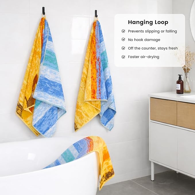 SEMAXE Colorful Bath Towel Set, 100% Cotton Bathroom Towels