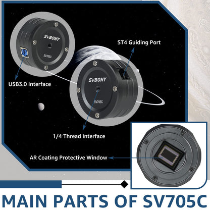 SVBONY SV705C Telescope Camera, IMX585 Sensor Astronomy Camera with USB 3.0, High Resolution Planets Camera, Astronomy Camera for Moon, Saturn, Planets and Deep Sky Astrophotography