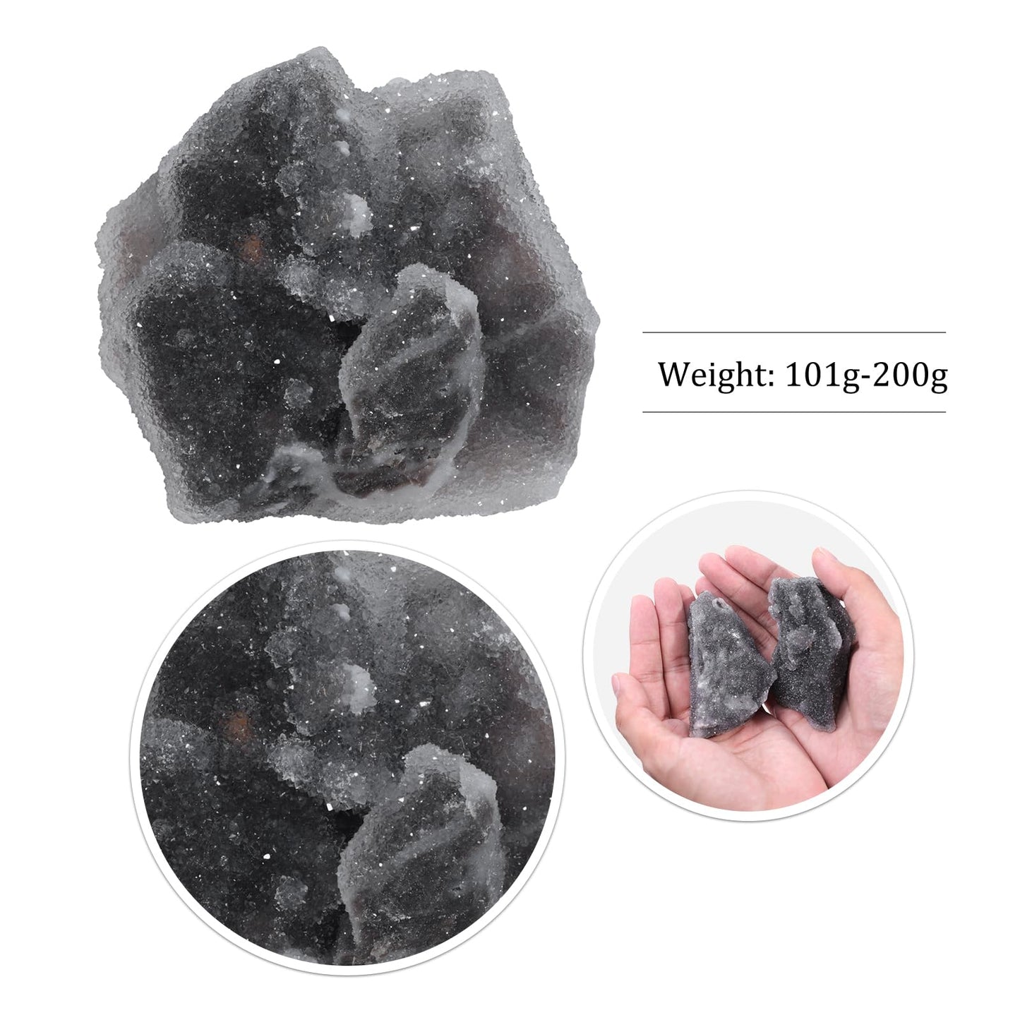 dssmboom Natural Sphalerite Crystal Geode Cluster for Home Decor, Raw Stone Mineral Specimen Decoration for Fengshui, 101g-200g