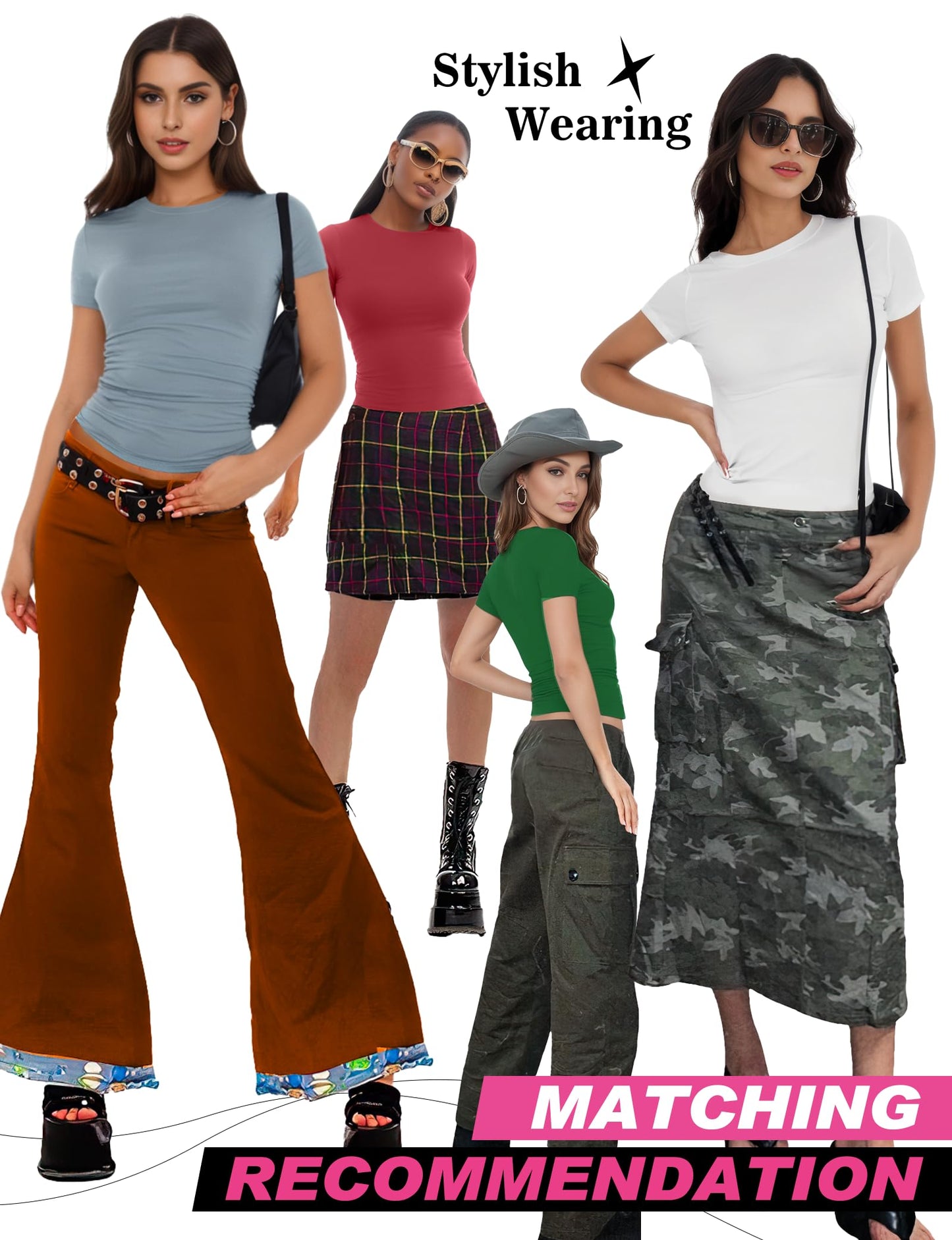 YOGINGO Womens Crop Casual Basic Tops Summer Autumn White Black Short Sleeve Crew Neck T Shirts Slim Fit Tees Plain Going Out Y2k Cute Tops Sexy Tight Fitted Compression Baby Tee Shirts Trendy