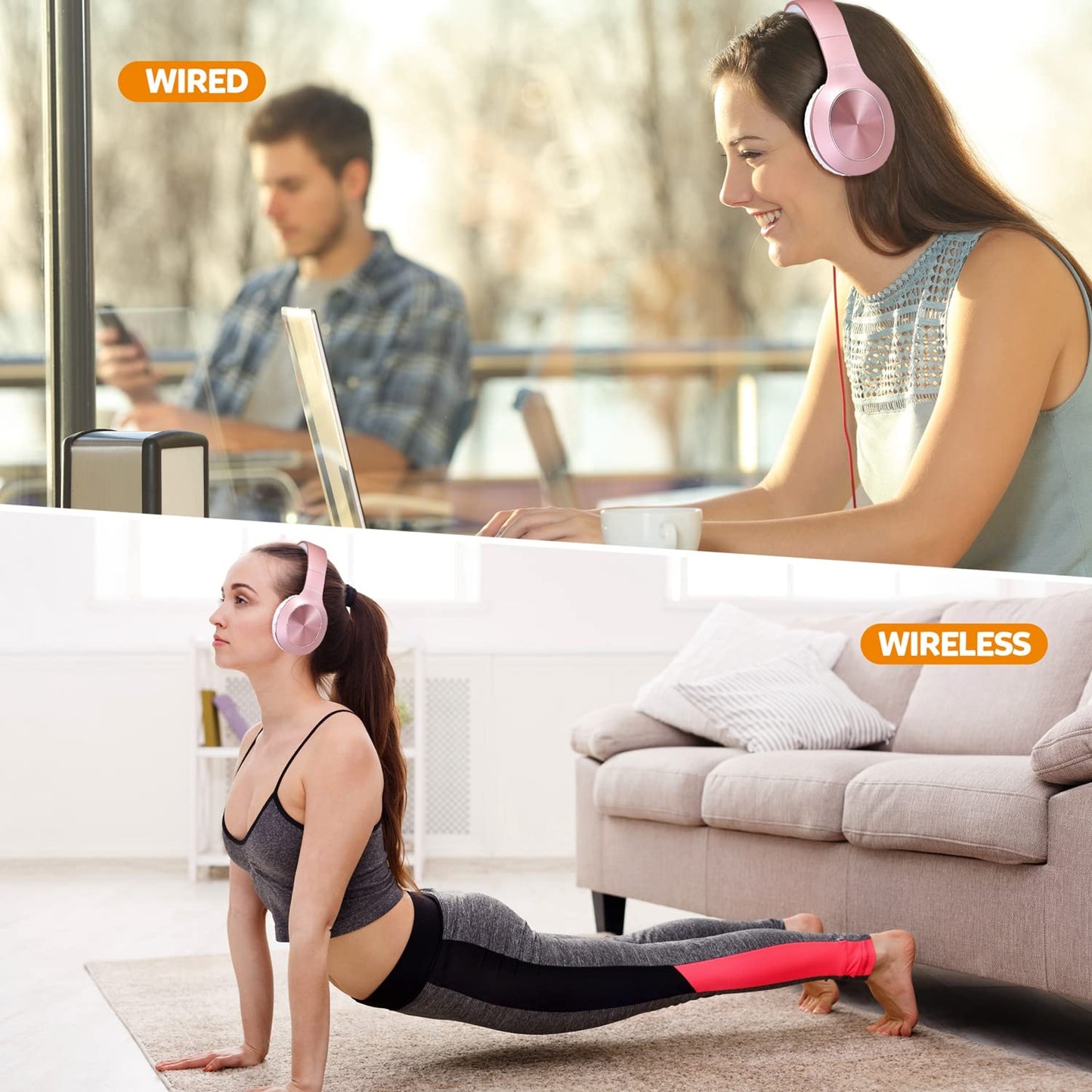 Rydohi Wireless Bluetooth Headphones Over Ear 68H Playtime HiFi Stereo Headset with Microphone and 3EQ Modes Foldable Bluetooth V5.3 Headphones for Travel Smartphone Computer Laptop