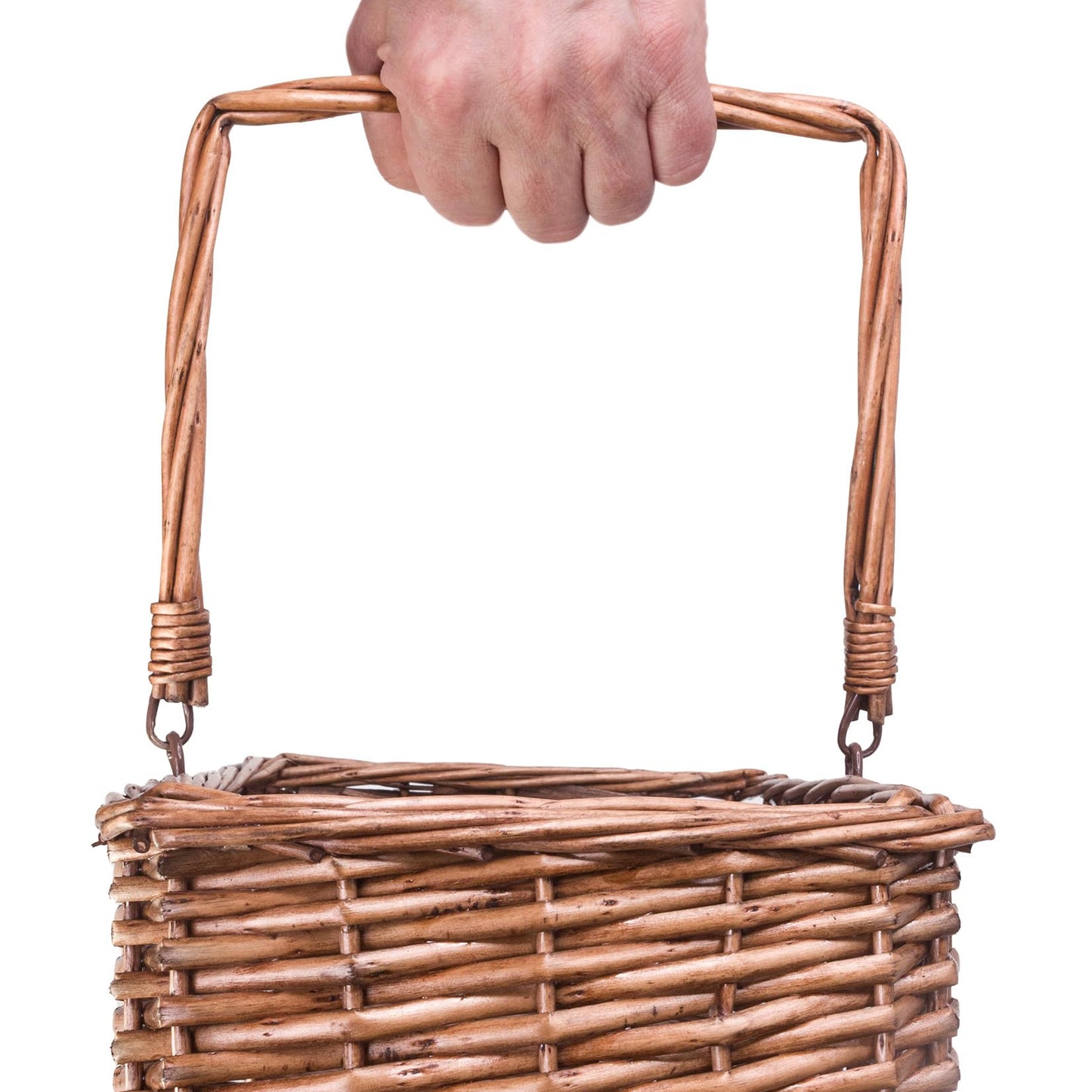 Woodluv L-Shape Large Wicker Step Basket With Insert Handle, Step Tidy Storage Basket, Bin for Laundry, Toys, Household Items, Staircase Storage Basket Organiser, Natural, 38 x 21 x 40 cm