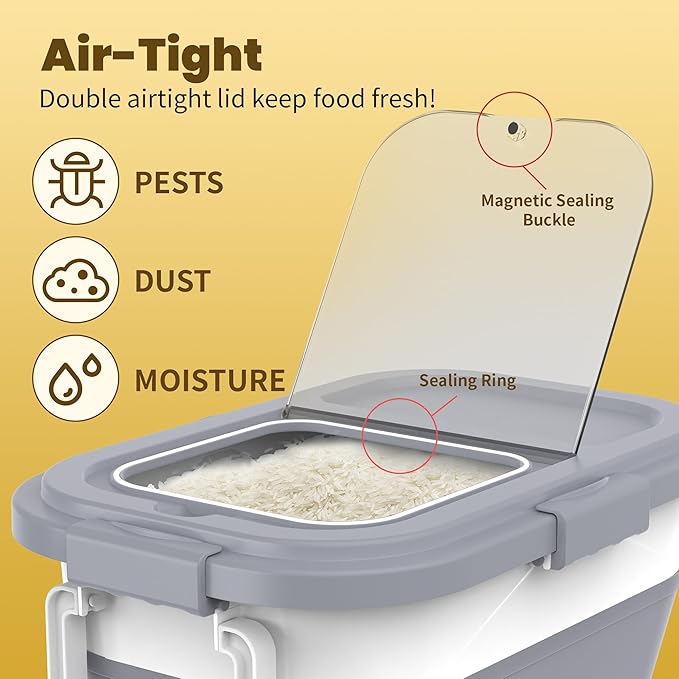 HOYTAMDA 20-30Lbs Rice Container, Collapsible Airtight Food Storage Containers