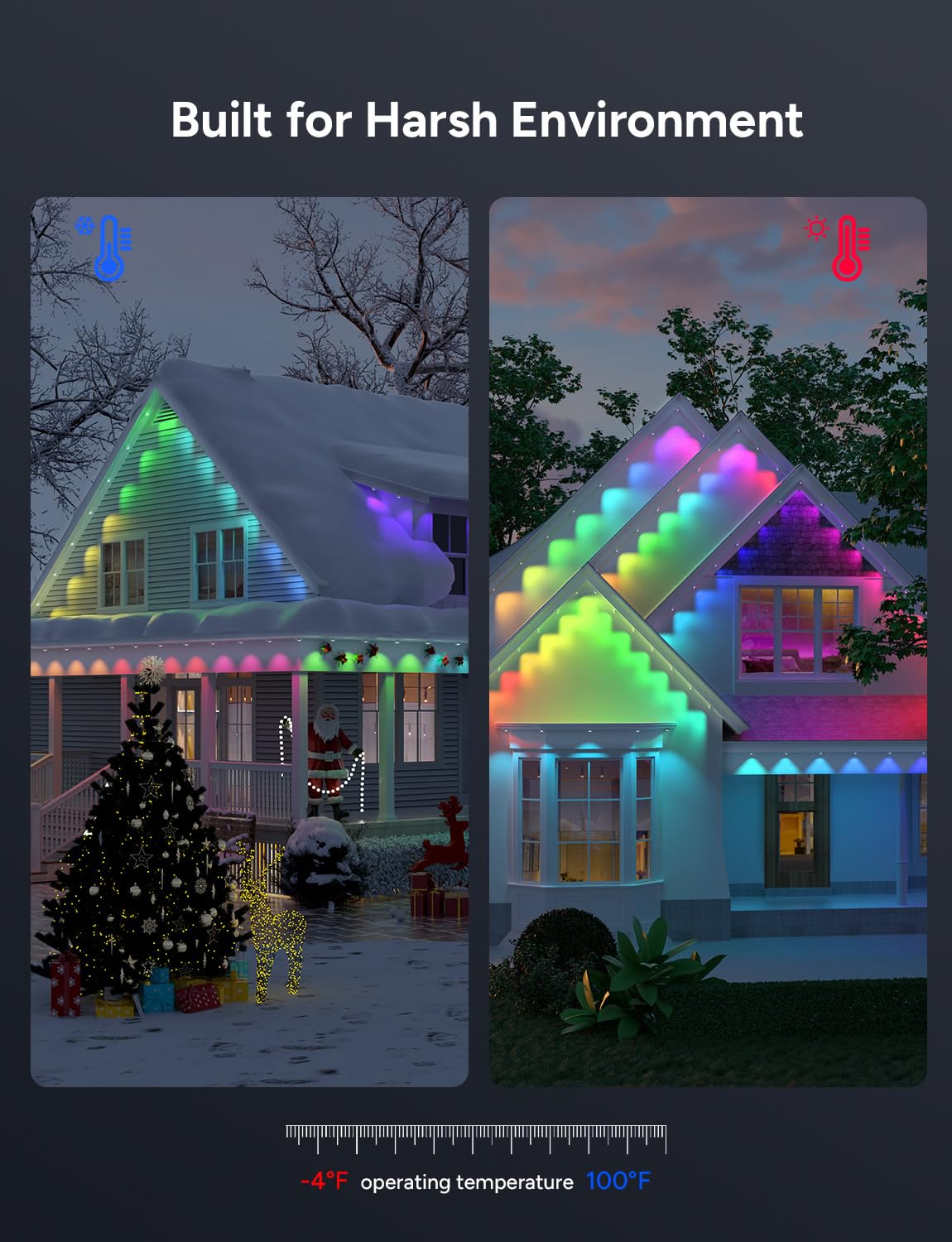 olivilily Permanent Outdoor Lights, 50ft with 30 LEDs Smart RGB, 68+ Scene Modes IP66 Waterproof, Alexa/Google Assistant Compatible Holiday Lighting for Christmas Halloween Patio Decor