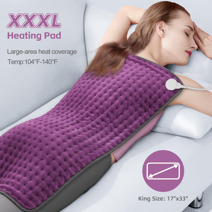 XXXL Heating Pad for Back Pain Relief, Heated Pad for Neck/Shoulders/Legs/Knees/Feet/Cramps, 6 Heat Settings Auto-Off, Heat Pads for Women, Birthday Mothers Day Gifts for Mom Wife Grandma Her, 17"x33"